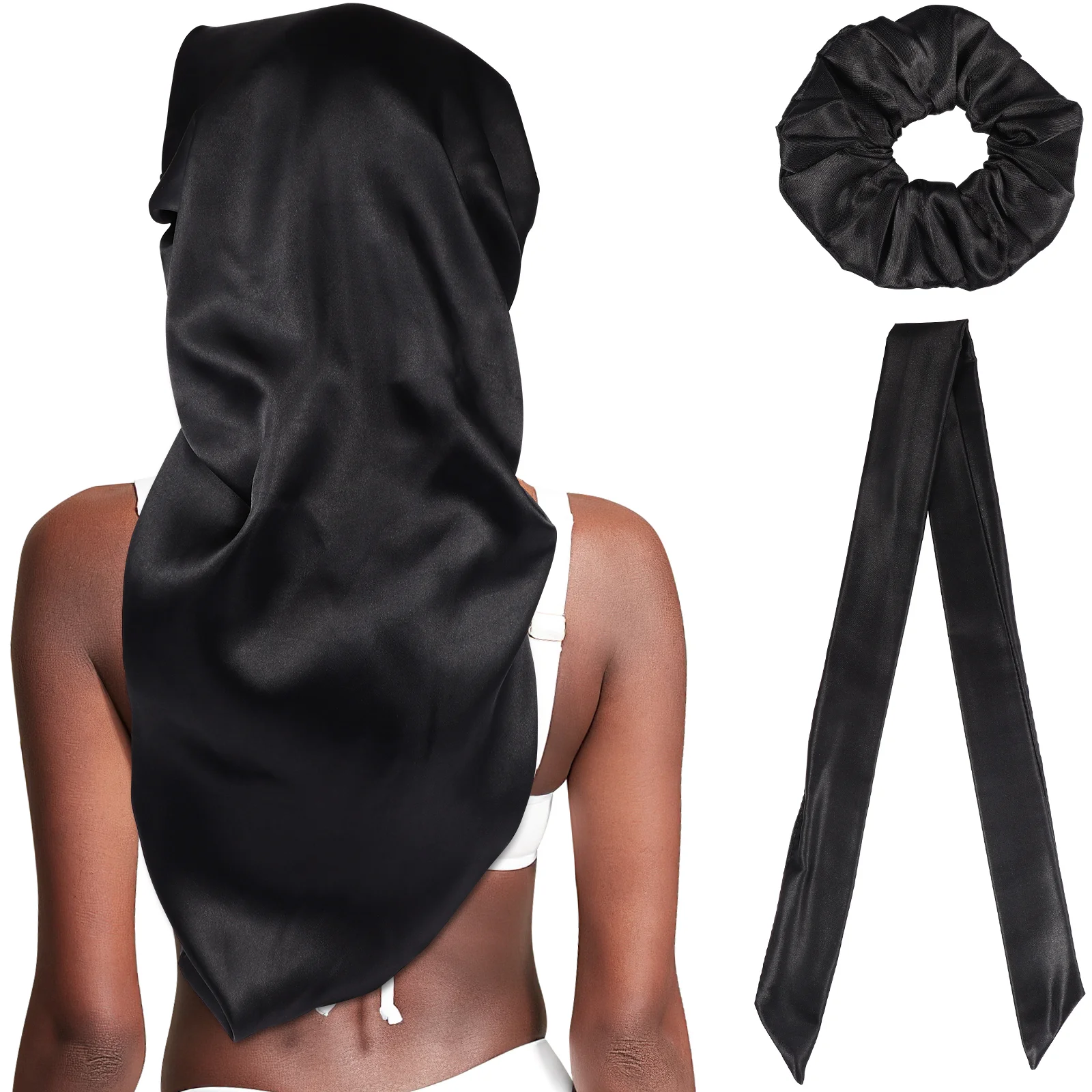 

3 Pcs Braided Hair Headbands Three Piece Turban Cap Satin Scrunchies Hat Bonnet for Long Elastic Miss