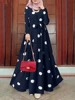 110914-50a81a.jpg Abaya-Robe musulmane à manches longues et col rond pour femme, caftan décontracté avec ceinture imprimée épissée, Dubaï, Ramadan, Maroc, Eid