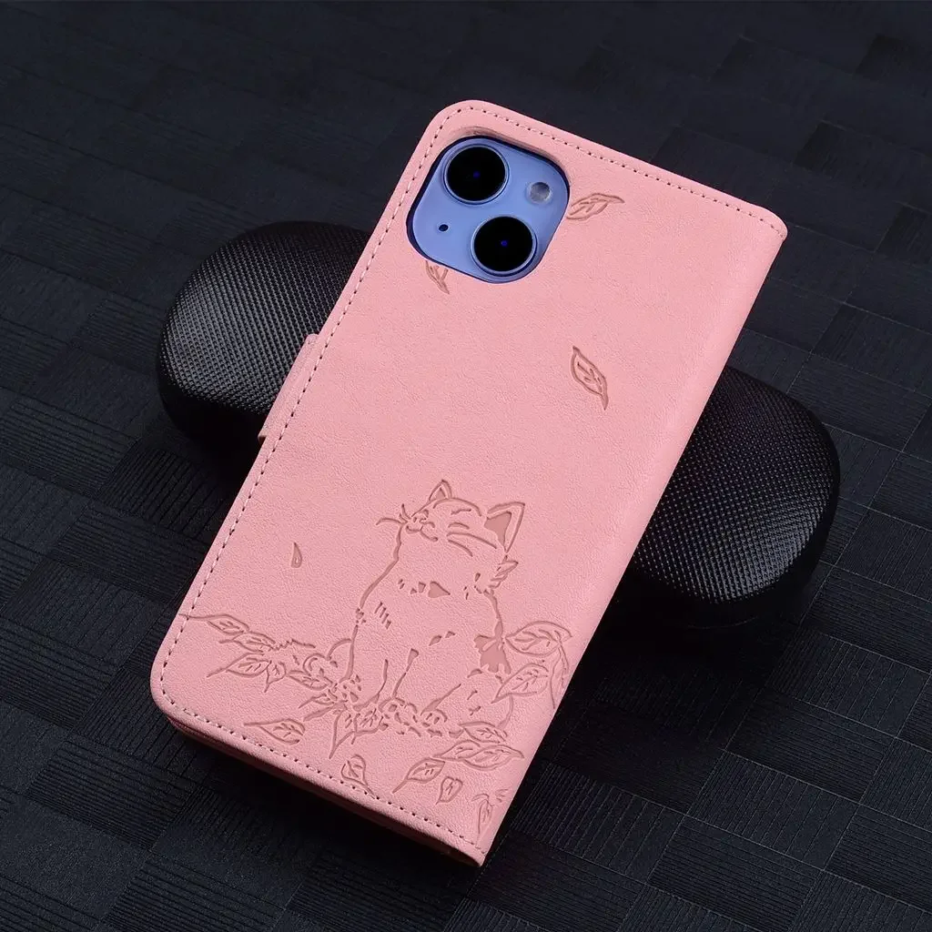 Kawaii Cat Leather Flip Wallet Phone Case Cover
