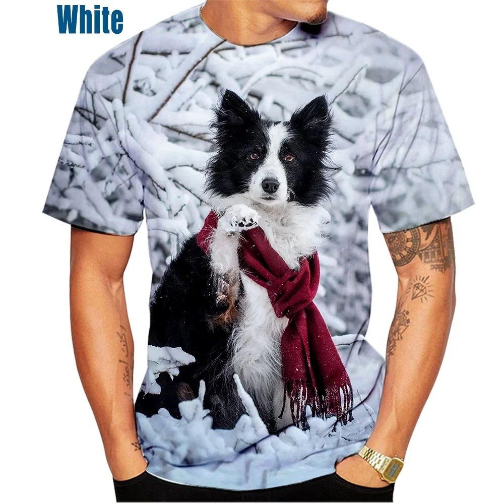 Unisex Cute Dog 3D-Druckmuster Top Border Collie T-Shirt