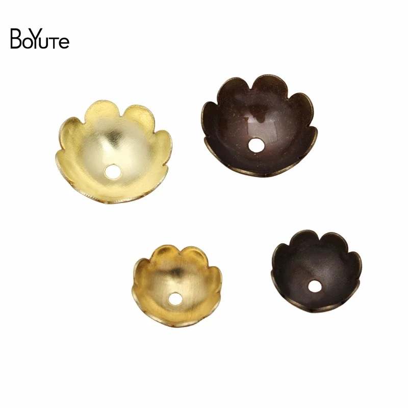 

BoYuTe (200 Pieces/Lot) Wholesale Metal Brass Stamping 8MM Flower Bead Caps Diy Hand Made Jewelry Making Materials