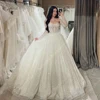 Luxury Bright Women Wedding Dresses Off The Shoulder A-Line Bride Gowns Mopping Length Princess Ball Vestido De Novia Customized 4