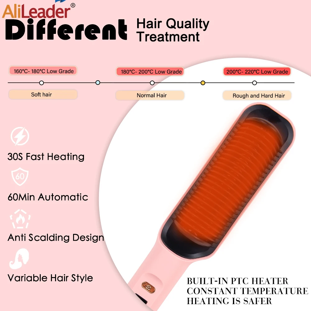 Pro Hot Comb Straightener Hair Brush  Hot Comb 3In1 Electric Straightening Comb Curling Iron Hair Brush For Styling Fast Heating 4