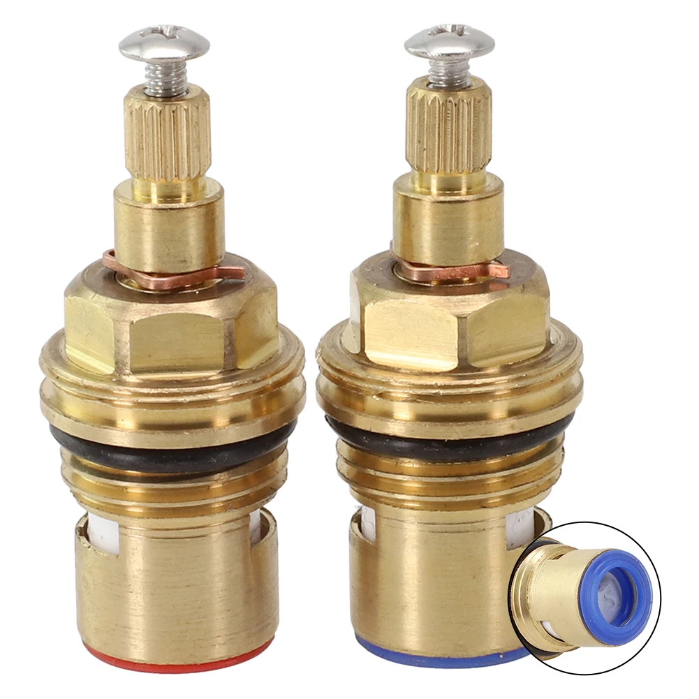 Bathroom Faucet Universal Tap Valves Brass Ceramic Disc Gland Quarter Turn 20 Teeth 1/2" Inner Faucet Valve Replacement