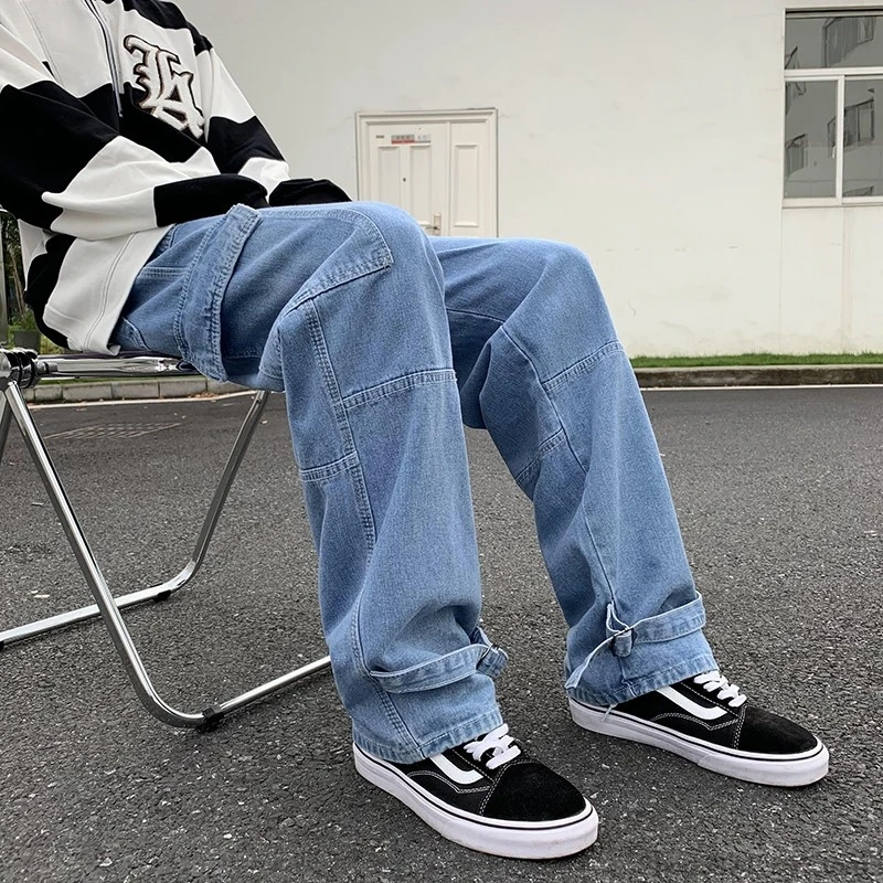 Wide Leg Jeans Men loose Hip Hop Casual Men's Straight Baggy Denim Pants Streetwear Skateboard Pant Neutral Trousers Plus Size 6