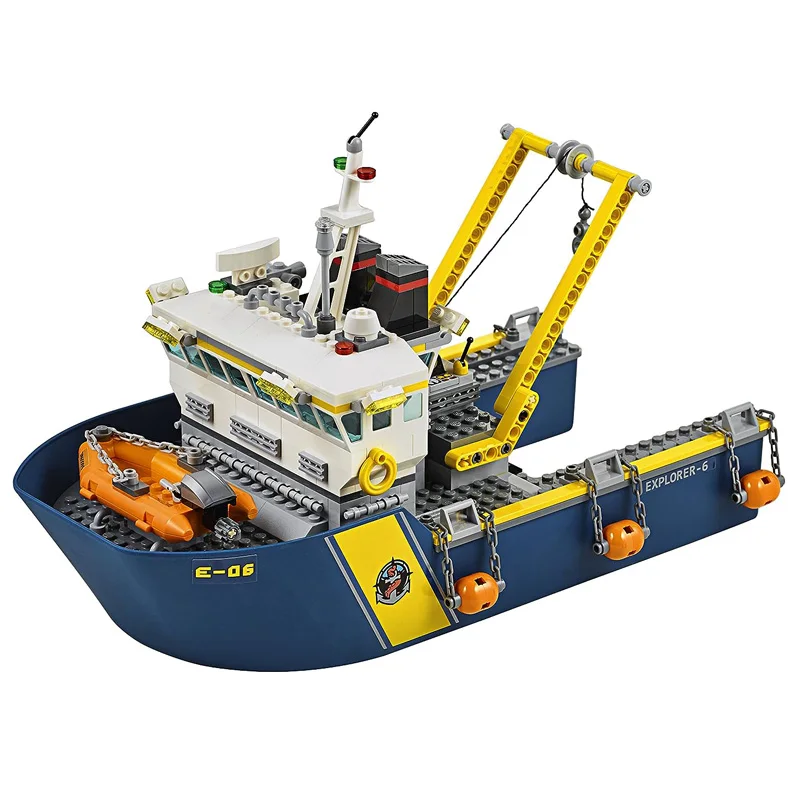 심해 탐험가 60095 기술 선박 도시 건설 장난감, 성인 아이 탐험 베셀 빌딩 블록, 보트 벽돌 선물