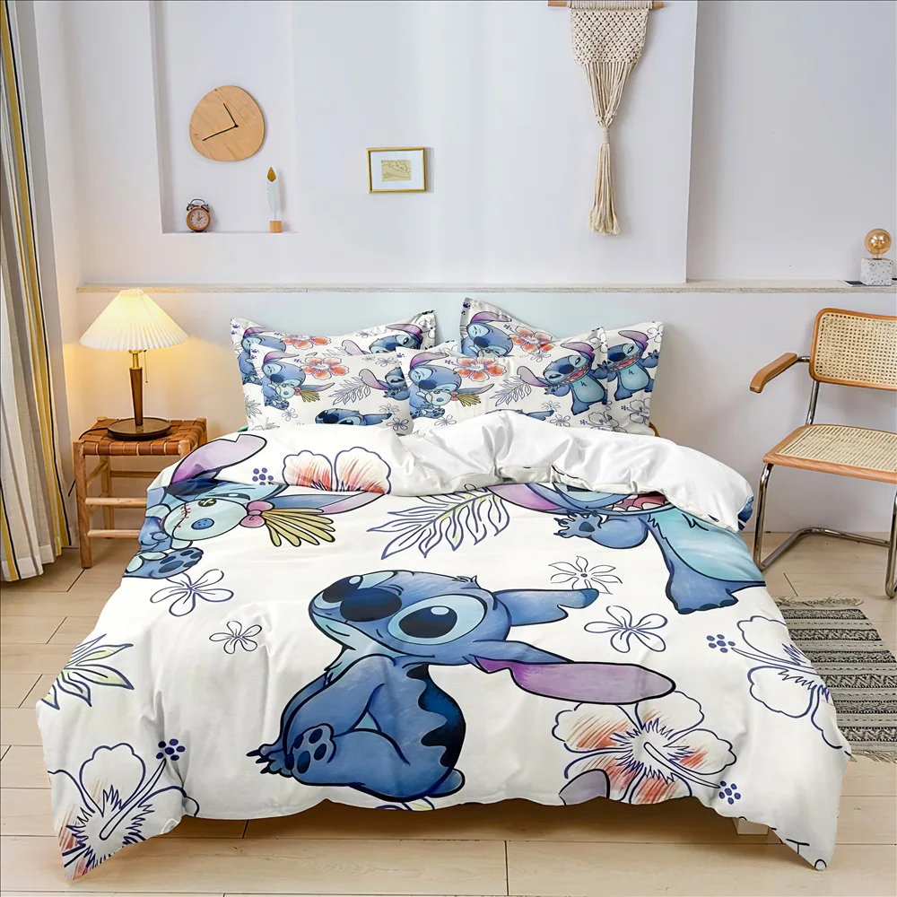 Anime Stitch Bedding Set 3D Cartoon Printed Quilt Duvet Cover Set Pillowcase Kids Beddroom Comfortable Home Decor 2