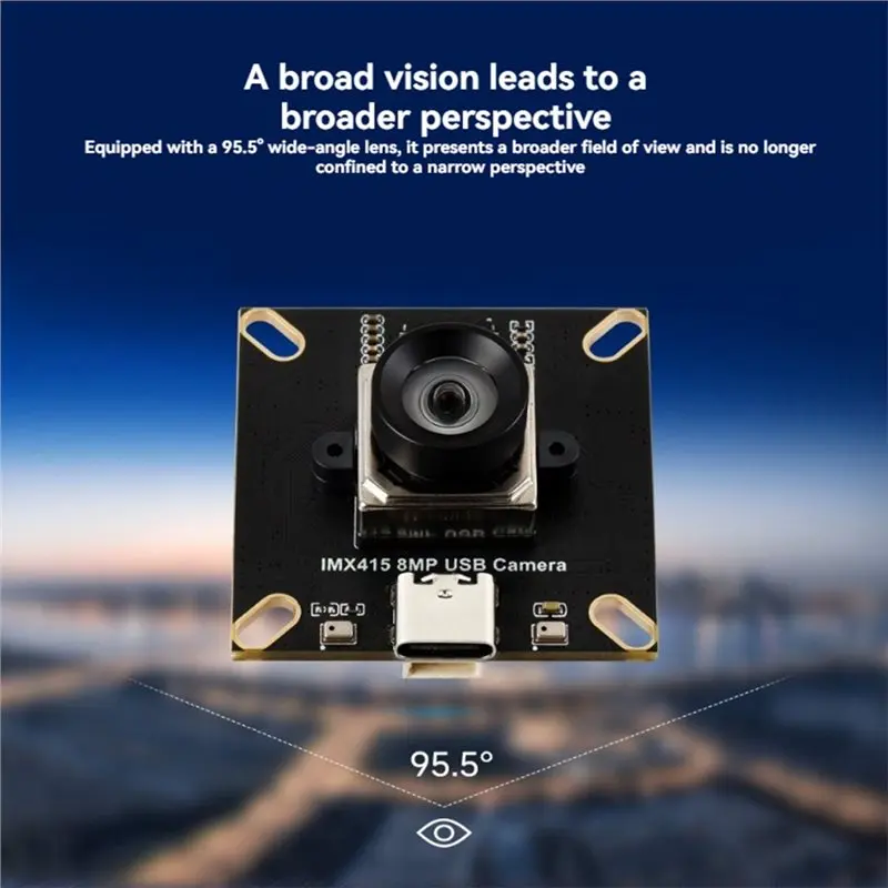 BG-IMX415 8MP USB 카메라 모듈(듀얼 마이크 포함) 3840X2160 95.5 ° D-FOV 왜곡 없는 렌즈 USB2.0 Type-C