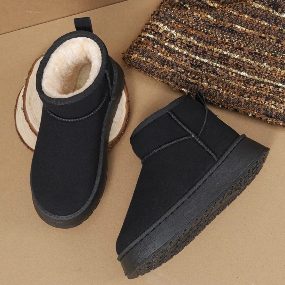 Thick Bottom Fleece Lined Snow Boots Winter Hot Sale Of The Season Women's Casual Short Boots Korean Style Rubber Material Booti