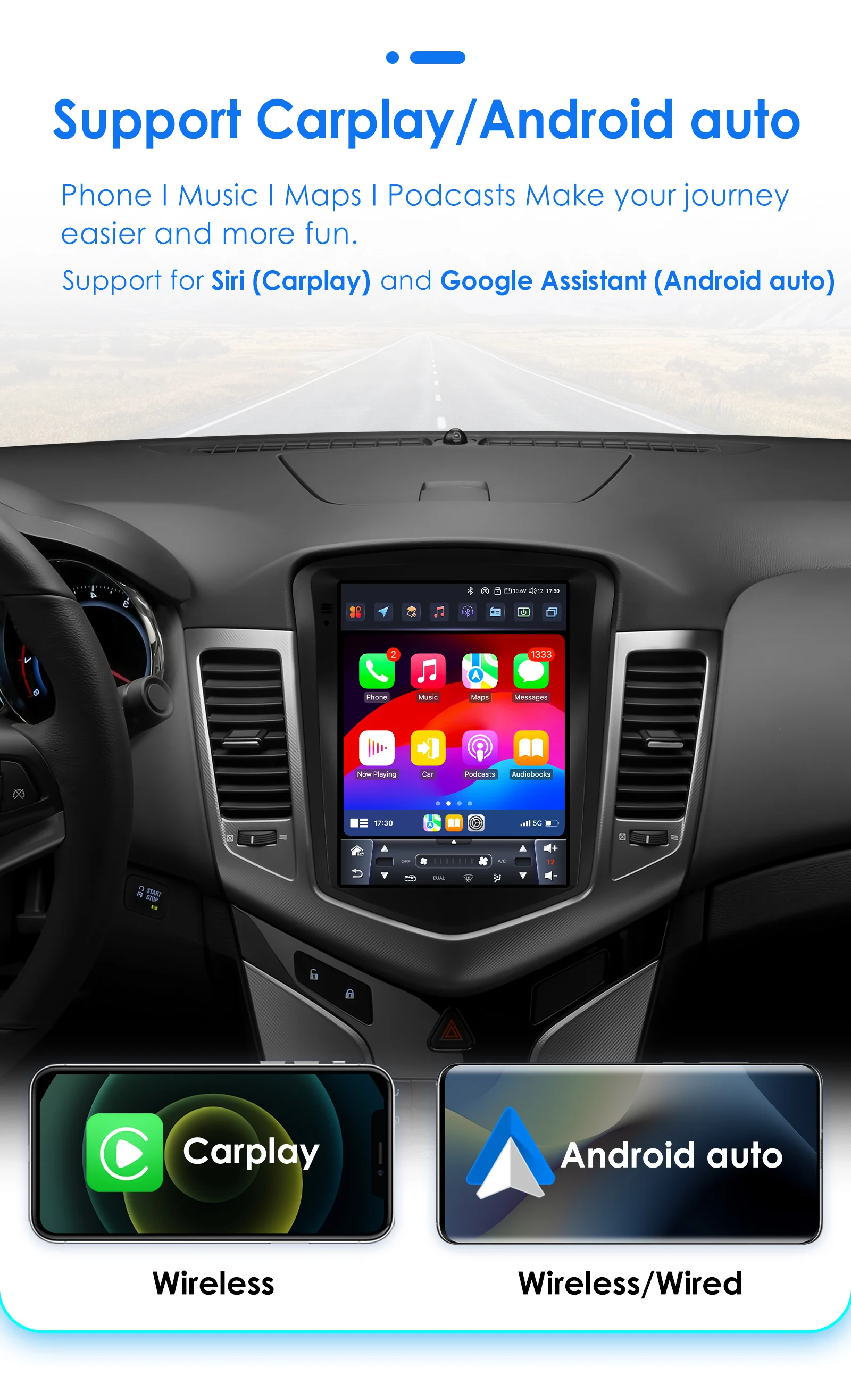 Hizpo Tesla-Style Autoradio für Chevrolet Cruze J300 2008 - 2012 Multimedia-Player 2din Android Carplay GPS Stereo 360 CAM – Detail 11