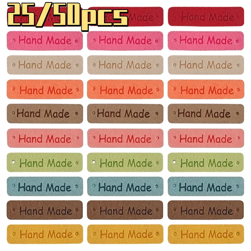 Leather Labels Clothing Labels Leather Tags Garment Labels Sewing Labels 25/50Pcs Small Handmade Leather Clothing Labels for Gift Hat Sewing Hand Made Skin DIY Decorative Tags