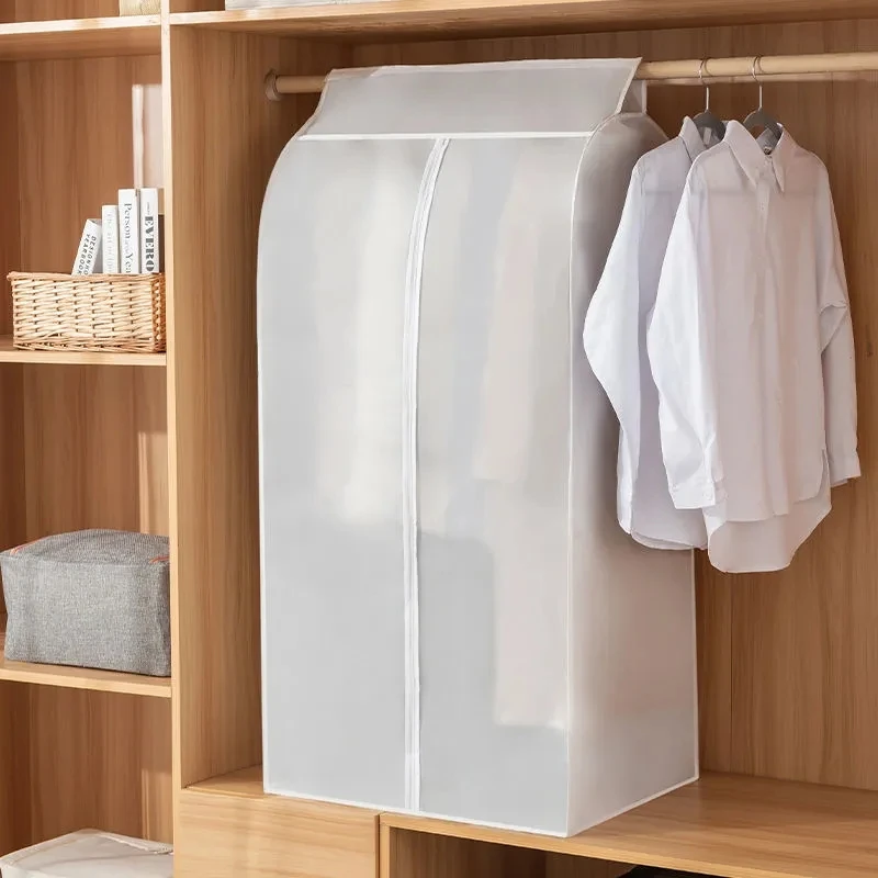 

White Translucent PEVA Clothes Dust Cover Three-dimensional Clothing Dust Bag Home Large Capacity Suit Coat Storage Hanging Bag