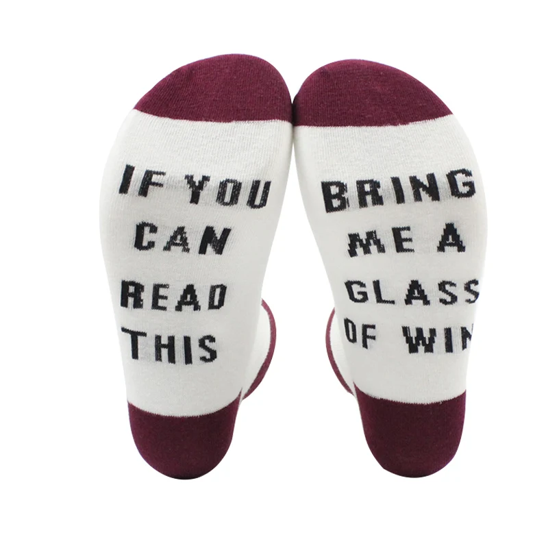 

Women Men Funny Ankle Socks Letter Print If You Can Read This Bring Me Wine Students Hosiery Retro Thickening Women Tube Socks