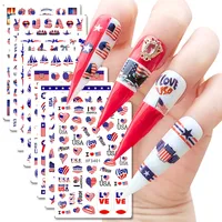1Pcs Mexico USA Flag Nail Art Stickers American Independence Day National Mexican Butterfly Heart Flame Series Nail Decal Slider 2
