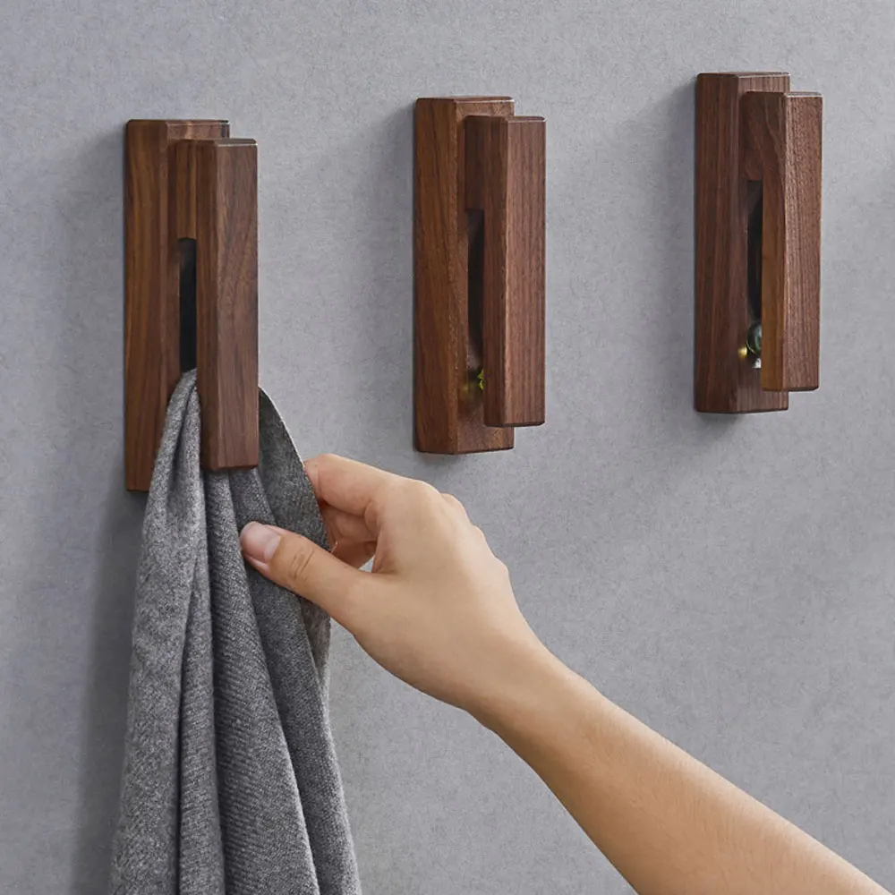 Creative Wooden Towel Hooks Wall-Mounted Storage Hanger Cap Rack Sundries Holder Home Decor Bathroom Kitchen Accessories