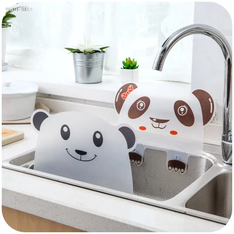 Vanzlife Cute Panda sink water splash proof water pool baffle kitchen gadget plate with suckers retaining plate