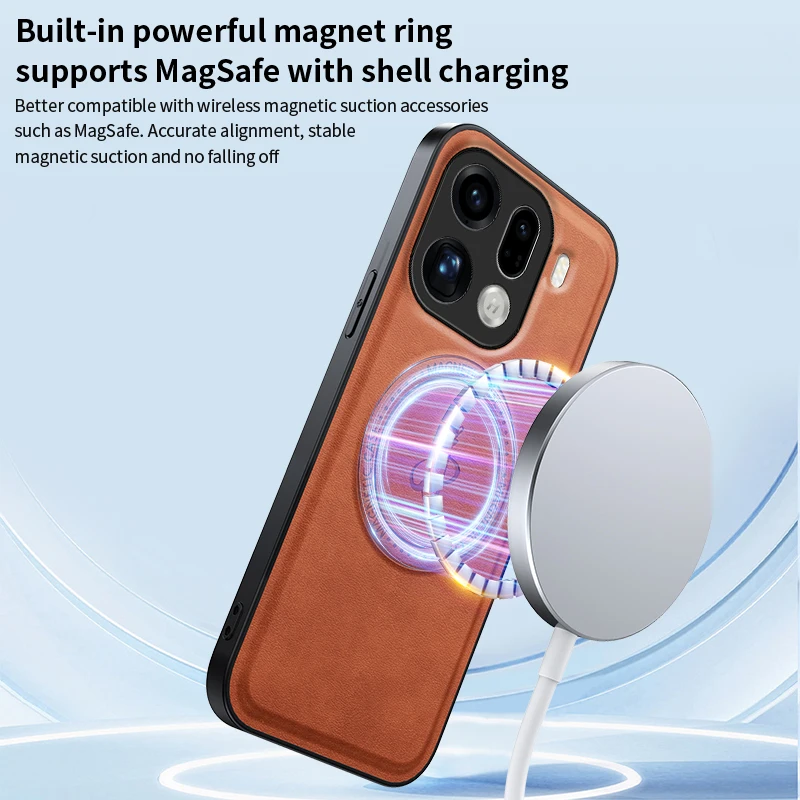 Deluxe Leather Stand Case with Magnetic Wireless Charging and Shockproof Protection