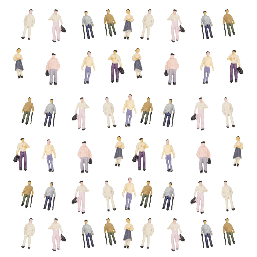 Scale 1:100 Miniature Figures Model People For HO Railway Train Building Architecture Scene Layout Diorama Kits 50Pcs 6