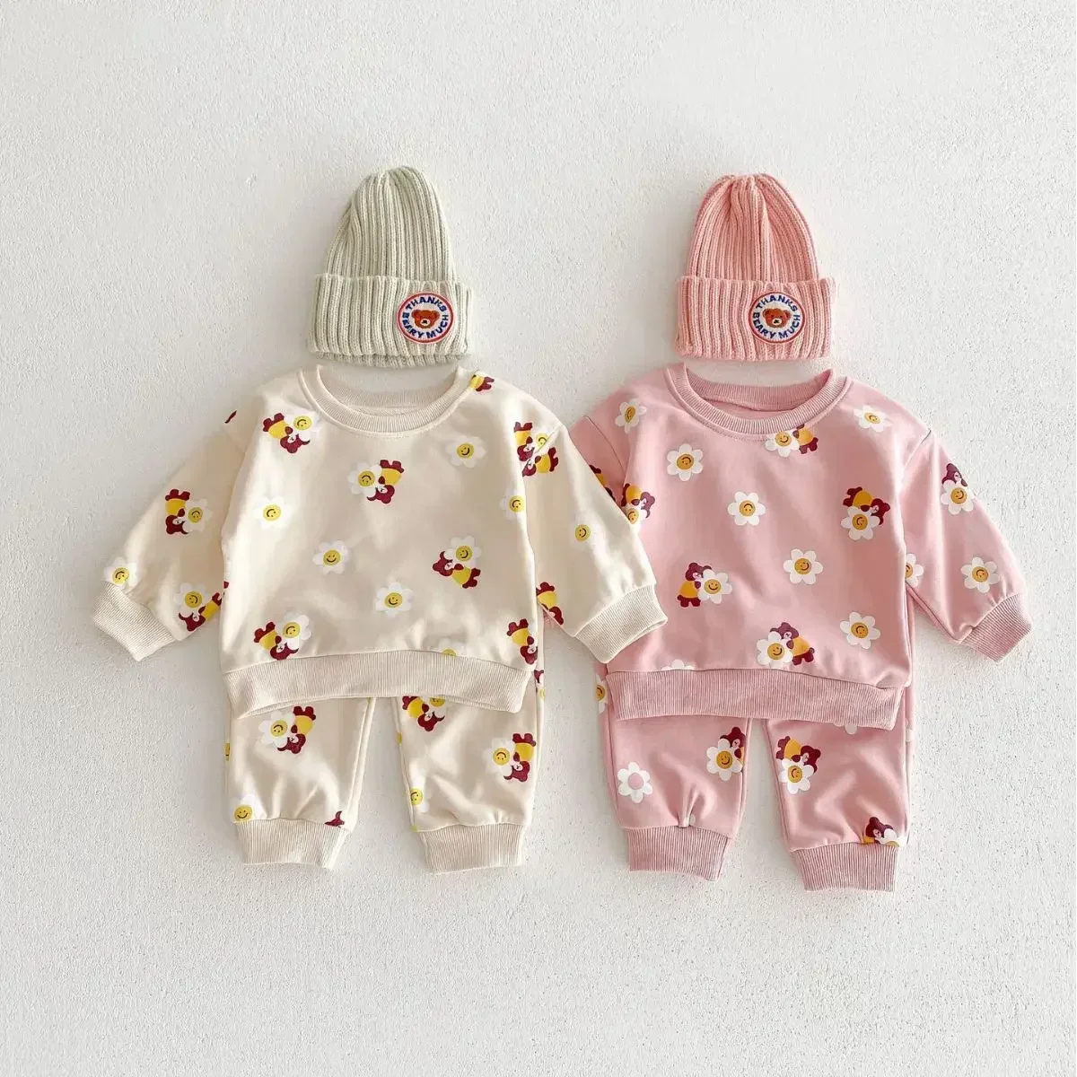 Spring Autumn Baby Girl Boy Long Sleeve Clothes Set Toddler Sweatshirts+ Pants Two Piece Outfits Infant Newborn Clothing Outfits