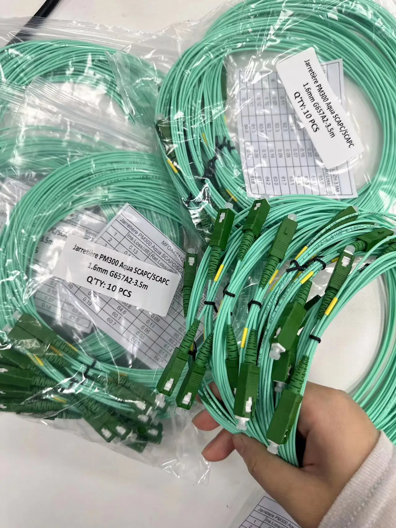 Aqua Franch Original fibre optique 100Pcs G657A2 3.5Meter SC/APC-SC/APC Simplex 1.6mm Single Mode fibre optique materiel