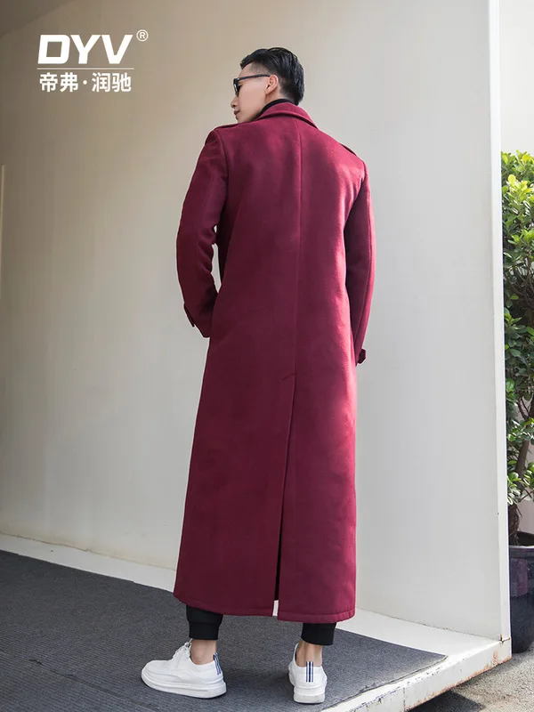Woolen Coat Maroon Trench Coat Men Men Tweed Red Coat Over Winter