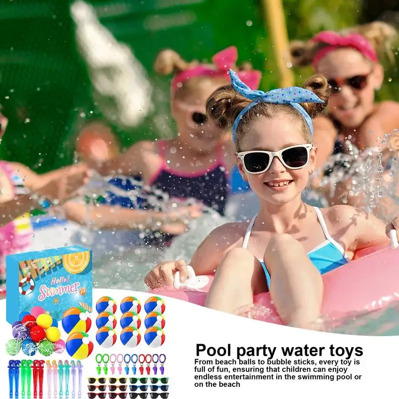 Summer Pool Toys Beach Pool Party Favors Water Sports Play Pool Diving & Beach Fun Birthday Decorations 60-Piece Set In Bright 2