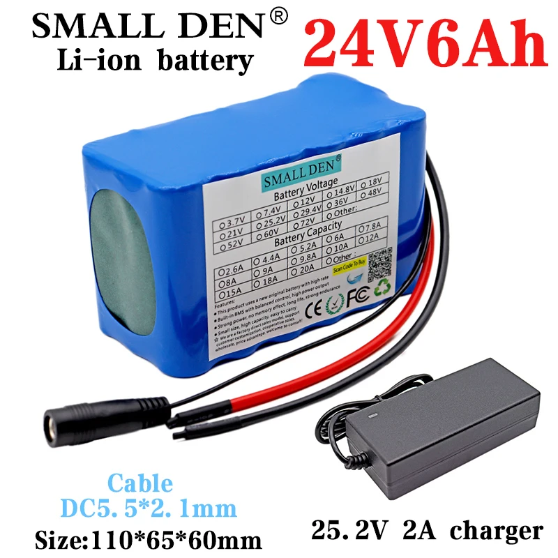24V 6Ah 25.2V 6S3P LiIon battery pack lithium batteries for electric