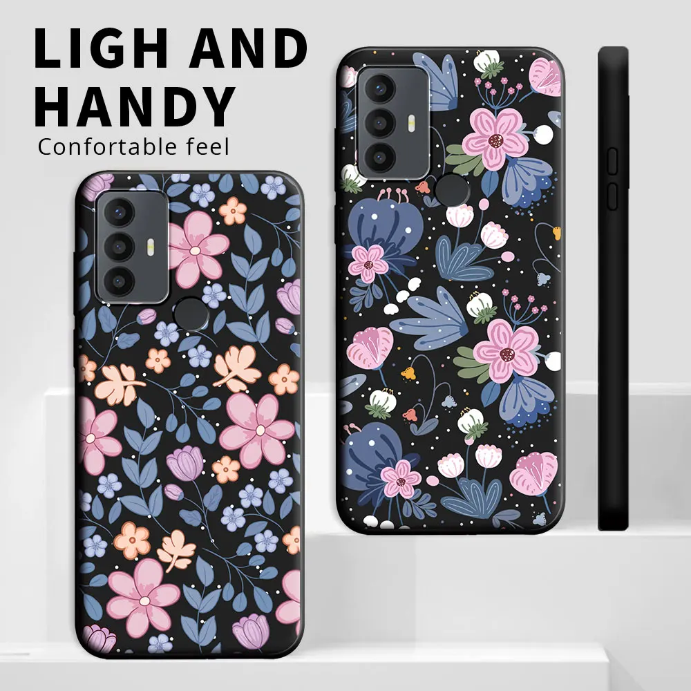 Cartoon Cute Cat & Flower Shockproof Silicone TPU Phone Case – Soft, Protective Back Cover