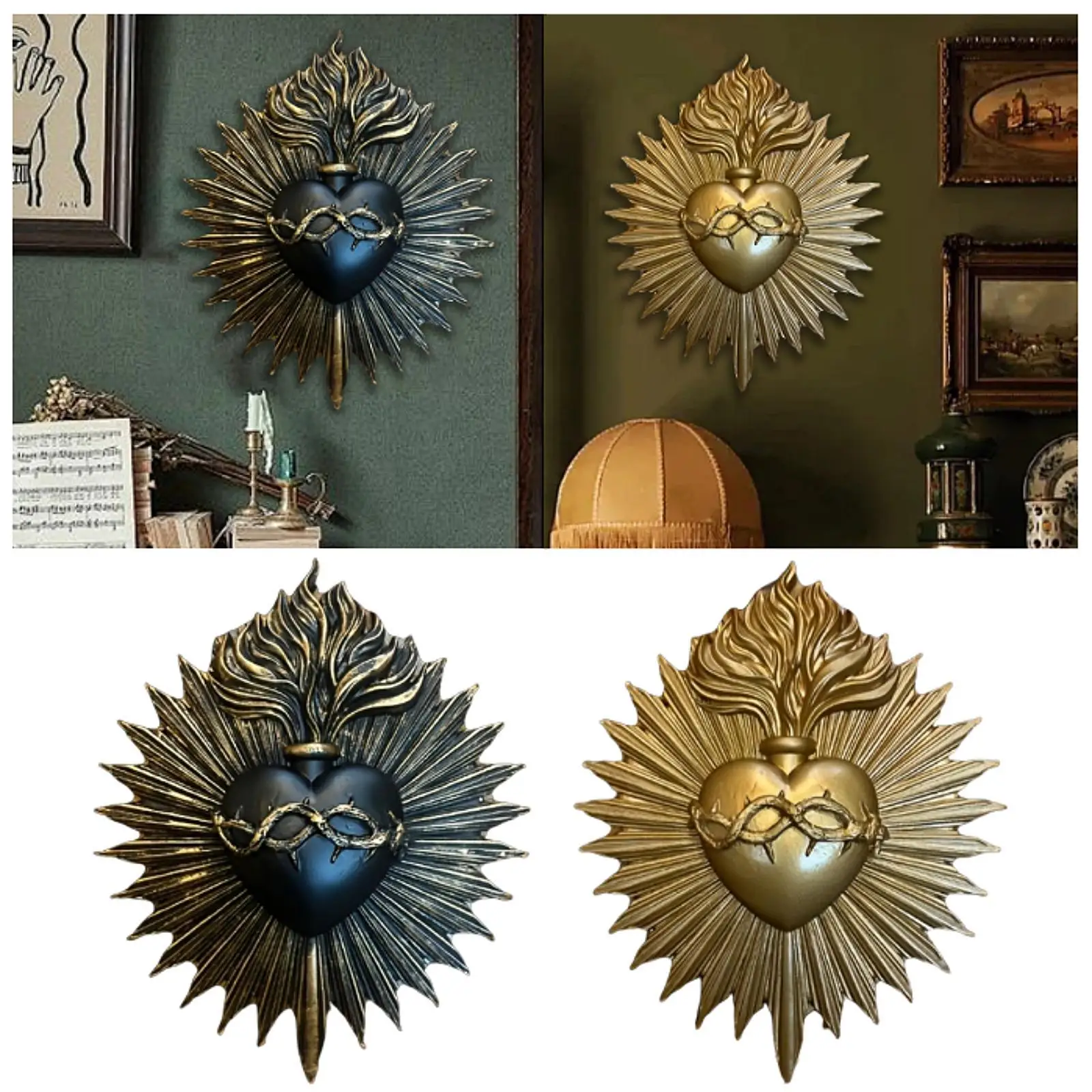 Gothic Statue Decorative Art Heart Gothic Wall Plaque Wall Hanging Sculpture for Hotel Home Living Room Entrance Decoration Gothic Statue Decorative Art Heart Gothic Wall Plaque Wall Hanging Sculpture for Hotel Home Living Room Entrance Decoration