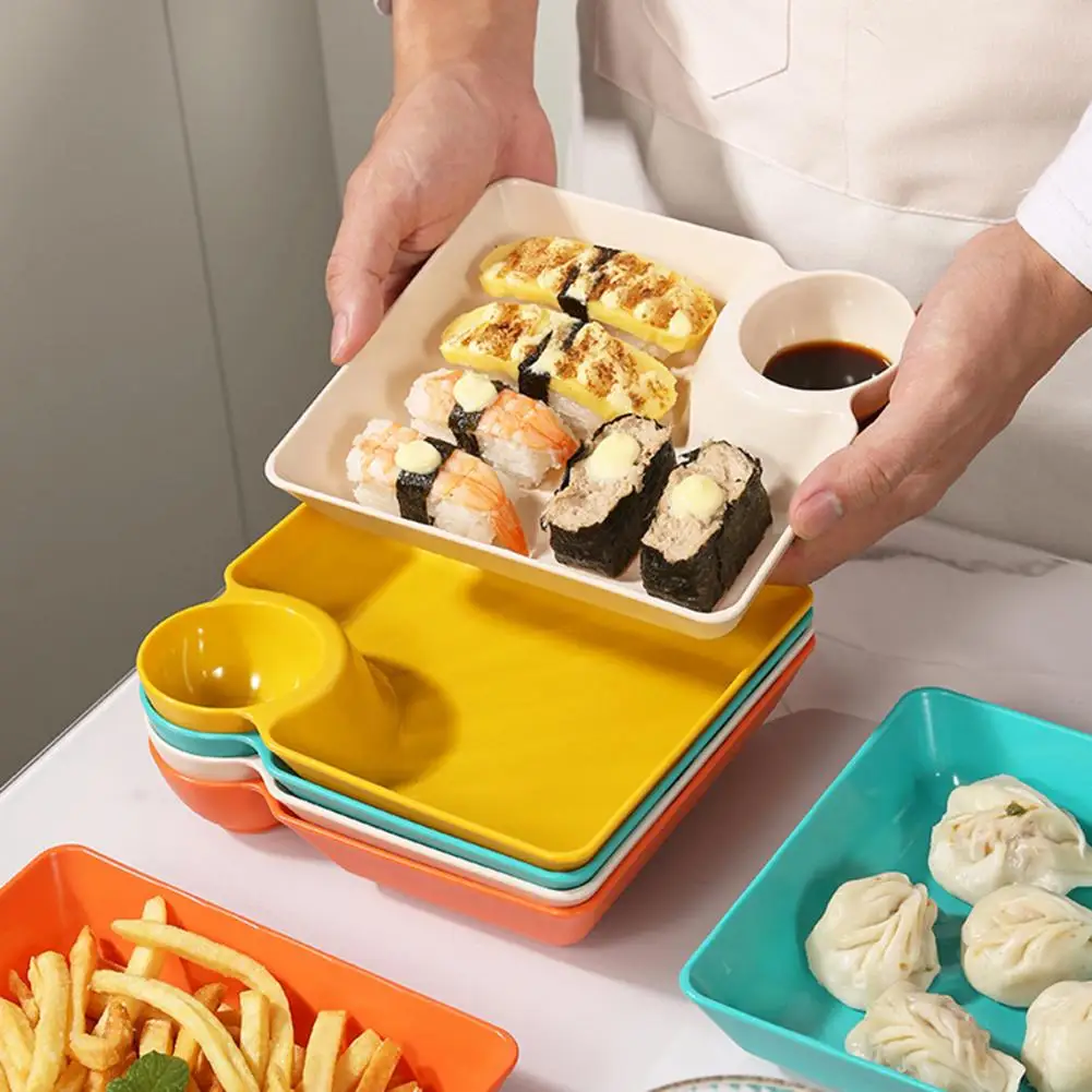 Dumpling Plate with Sauce Dish Design Versatile Easy to Clean Snacks Desserts Sushi Tray Kitchen Tableware