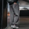 Maden Men's Casual Polar Fleece Cuffed Sweatpants Solid Color Elastic Waist Fleece-lined Pants Warm Sports Straight-leg Trousers 3