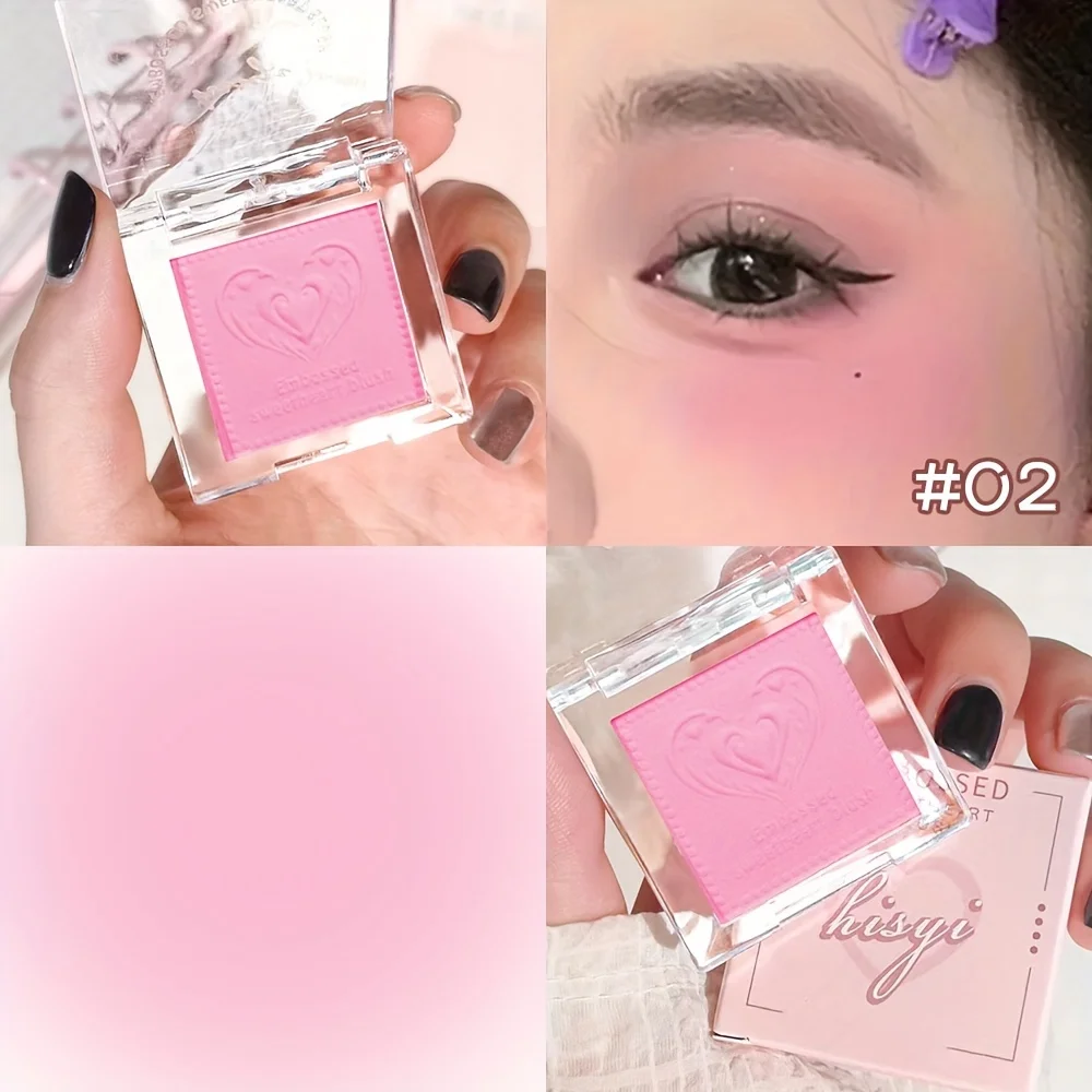 Flawless matte blush, pink - waterproof, suitable for all skin tones, portable travel style 6