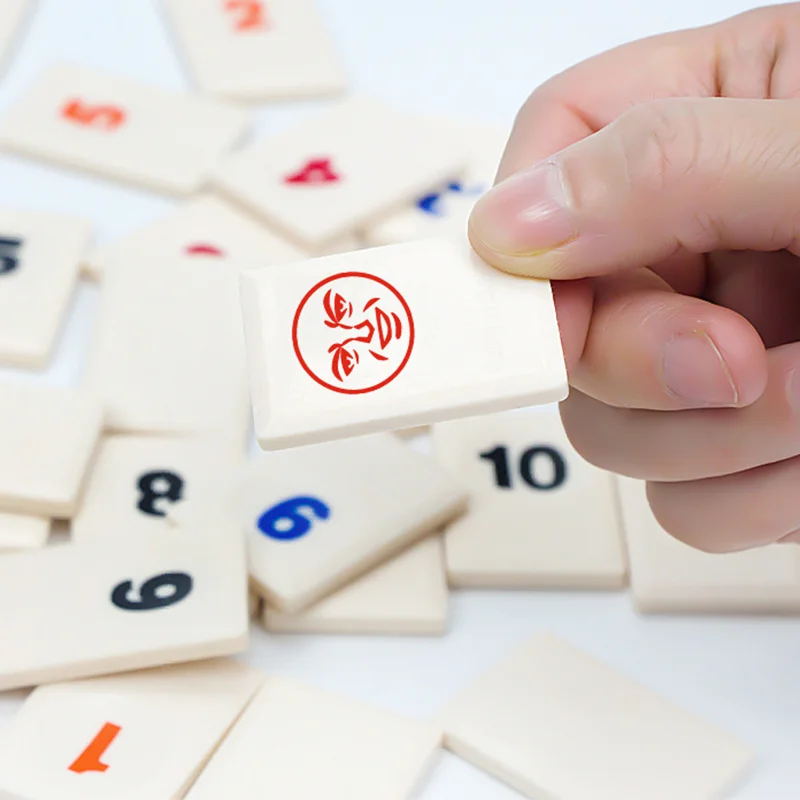 106pcs Israeli Mahjong Digital Mahjong Cards Rummy Classic Table Game Leisure Gathering Multiplayer Board Games Props 4