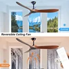 42/52 Inch Nordic LED Ceiling Light Restaurant Living Room Home Remote Control DC Silent Industrial Retro Electric Fan 4