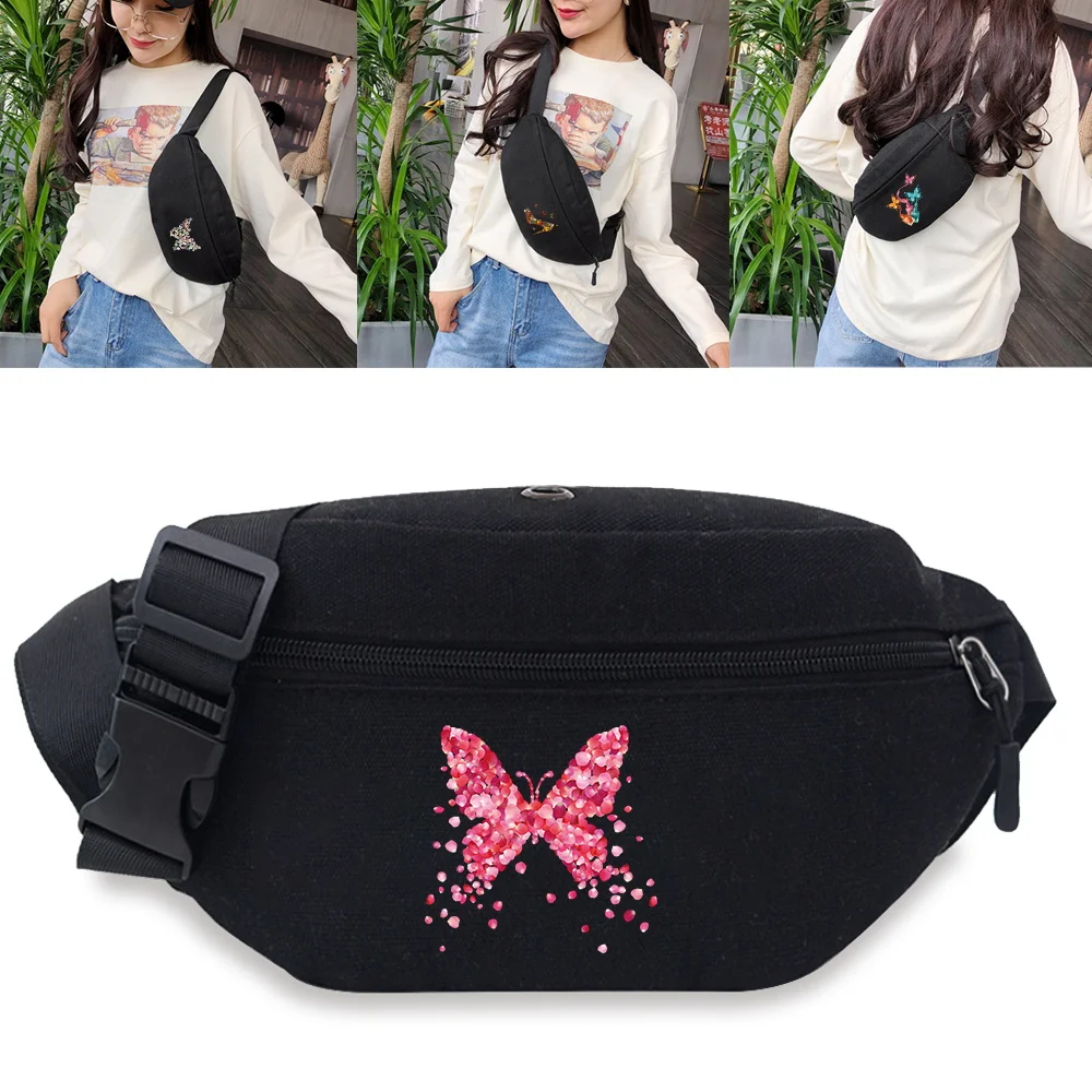 

Women Belt Bag Banana Fanny Pack Butterfly Print Waist Bags Travel Phone Money Card Holder Crossbody Chest Daypack Hip Bum Pouch