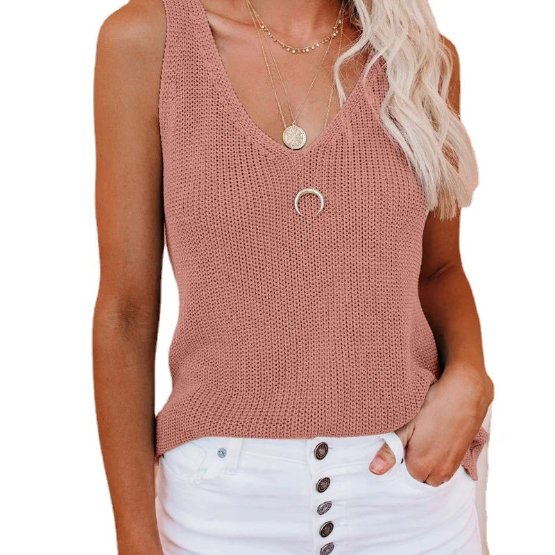 Women Summer Knitted Sleeveless Vest Tank Top
