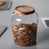 Glass Sealed Jar with Wood Lid, Kitchen Counter Food, Coffee Bean, Grain Storage Organizers, Large Orgnizer, Glass Containter 1
