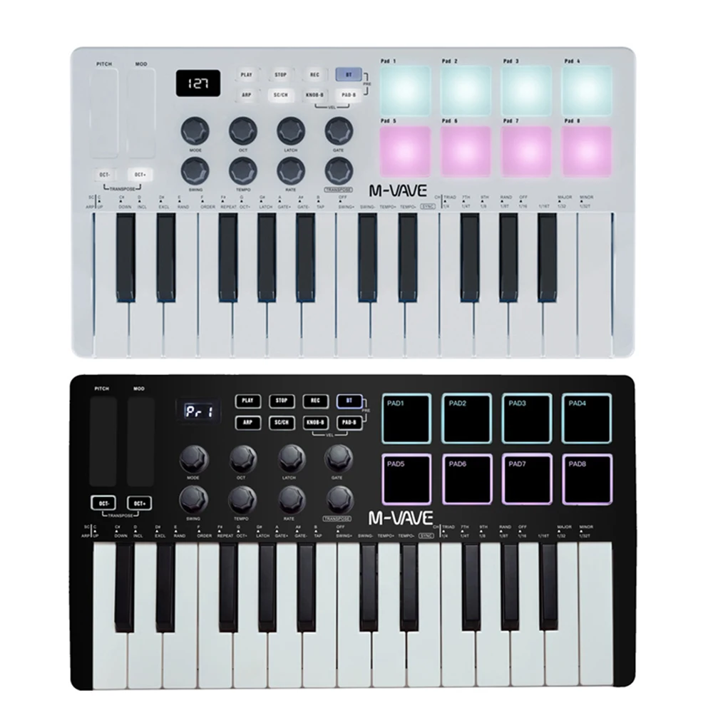 M-VAVE MIDIキーボードコントローラー 充電式USB MIDIキーボード