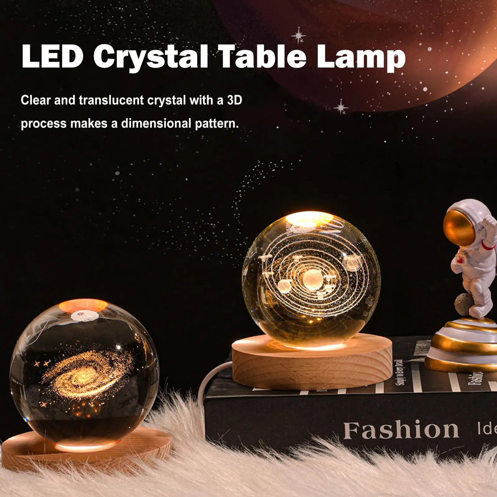 

Usb Led Night Light Crystal Ball Table Lamp 3d Planet Moon Lamp Bedroom Home Decor For Kids Party Children Birthday B7p5
