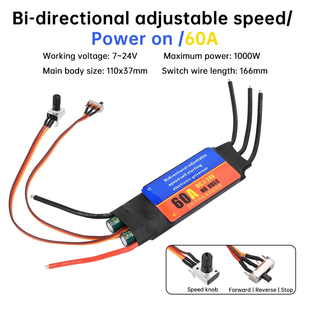 Câbles et connecteurs du régulateur de vitesse ESC 30A 60A pour moteur sans balais, prêt à l'installation.