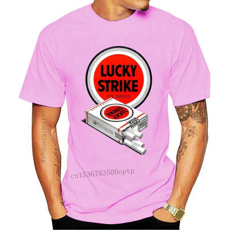 Abbigliamento Uomo Lucky Strike T-Shirt Uomo Strike Sigarette Tabacco Smoke Smoker Pack Retro
