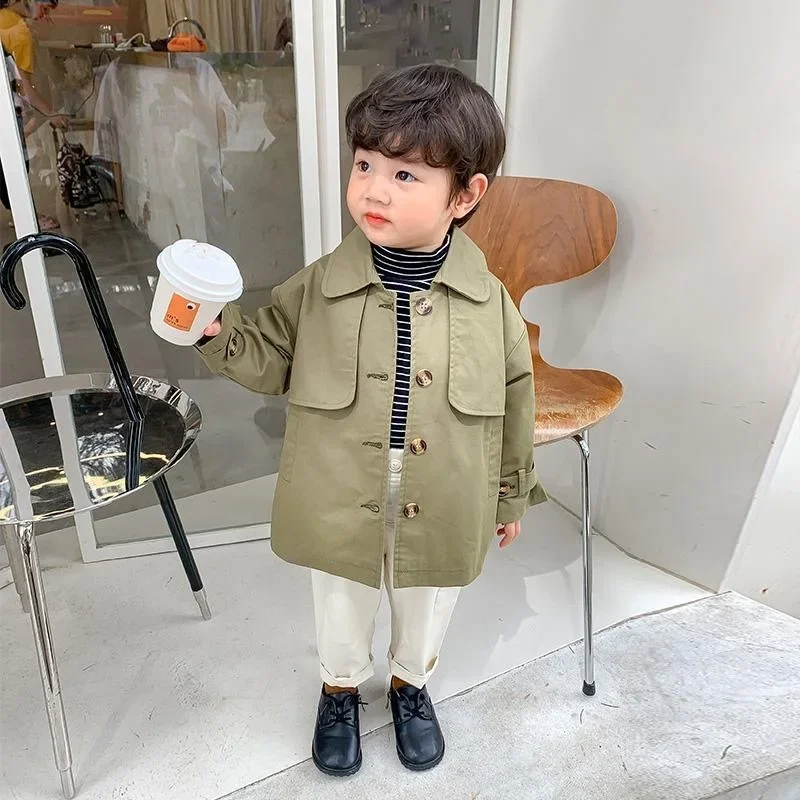 Fashion Baby Girl Boy Trench Cotton Kids Jacket Infant Toddler Kid Windbreak Jacket Autumn Spring Child Dust Coat Baby Outwear Clothes 1-7Y
