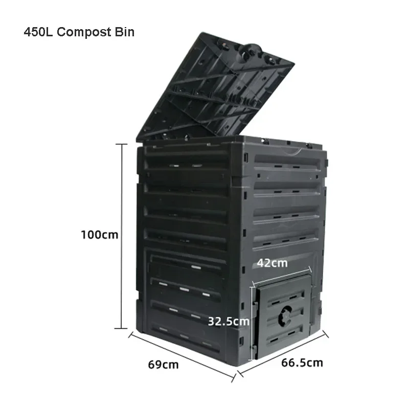 

450L Compost Bin Garden Courtyard Compost Box Leaves Organic Fertilizer Fermentation Tank Kitchen Garbage Environmental Protect