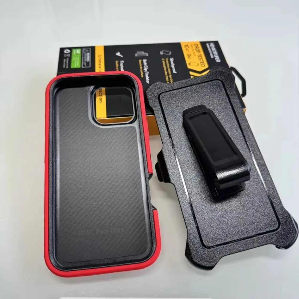 Heavy-Duty Shockproof Phone Case with Belt Clip and Protective Box Packaging