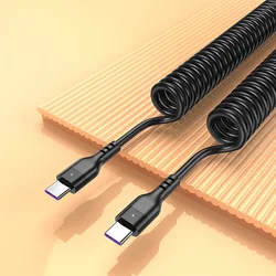 Rapid Charge Telescopic USB Cable with Dual - Type Connectors - 1.5m (Black 66W  C To C)