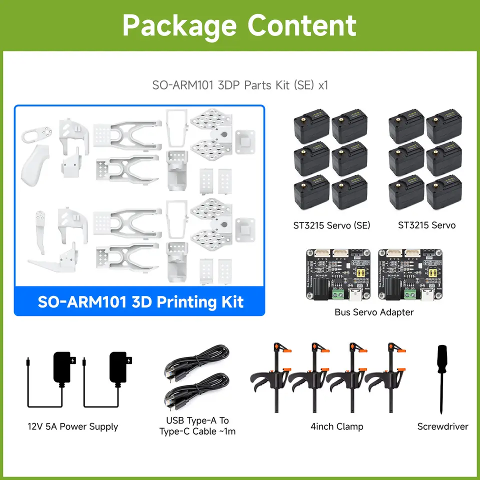Waveshare SO-ARM100/101 Open-Source 6-Axis Robotic Arm, Hugging Face LeRobot, Photosensitive Resin 3D-printed Parts image 8