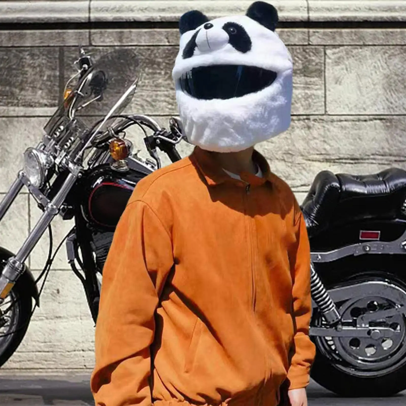 Chuarry Cute Panda Motorcycle Helmet Cover - Plush Dust Protector For Full Face Helmets