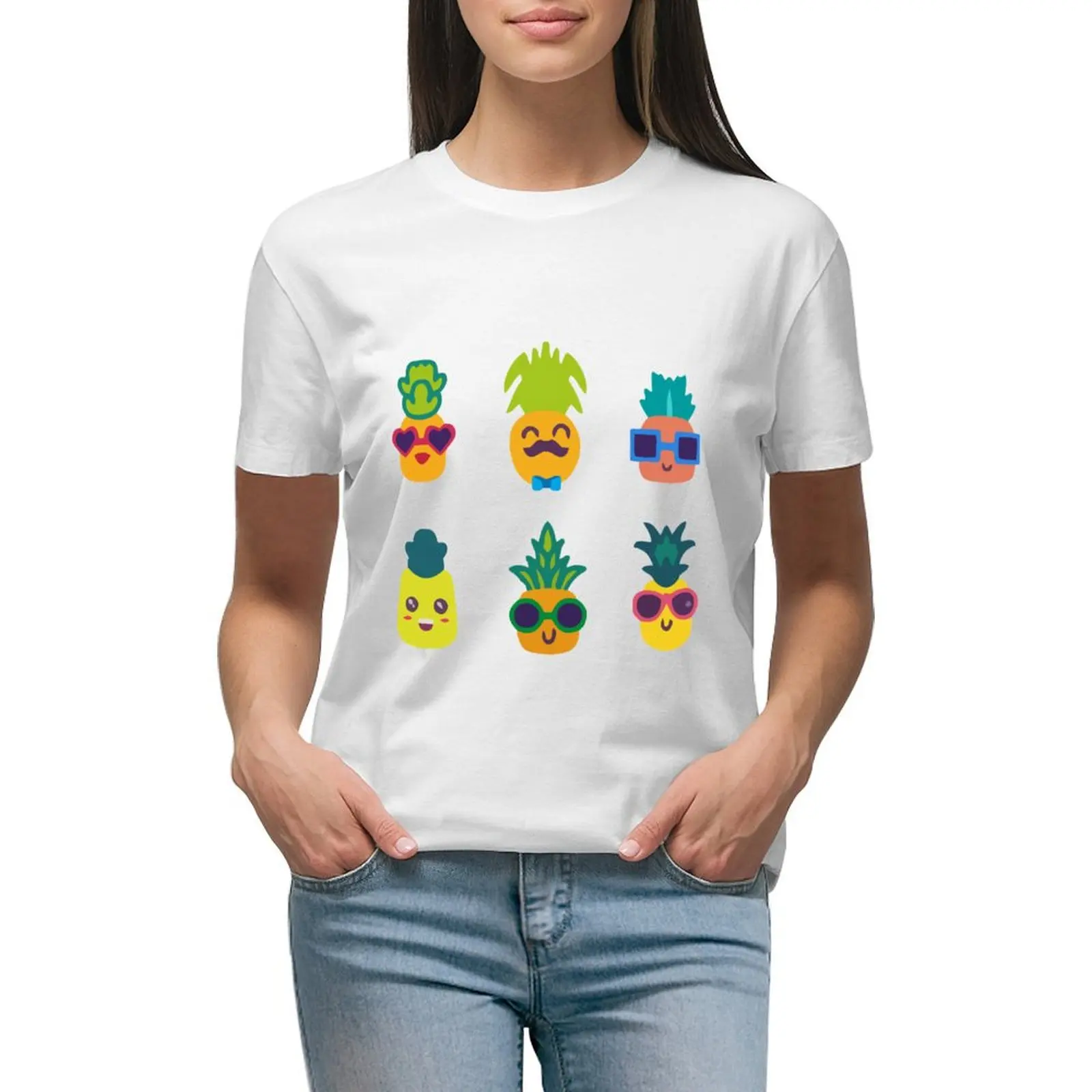 

Cute Funny Pinapple - Pineapple Sunglasses - Funny Pineapple T-shirt graphics Female clothing Women's tops