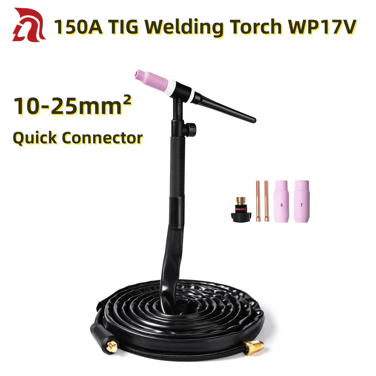 TIG Welding Torch TIG17V Air-Cooled 150A With 4m Cable Quick Connector DKJ 10-25mm² WP17V Lift TIG Torch Welder Gun 4m qq150 qq 150 tig welding torch gas and power separate air cooled 150a with dkj10 25 connector