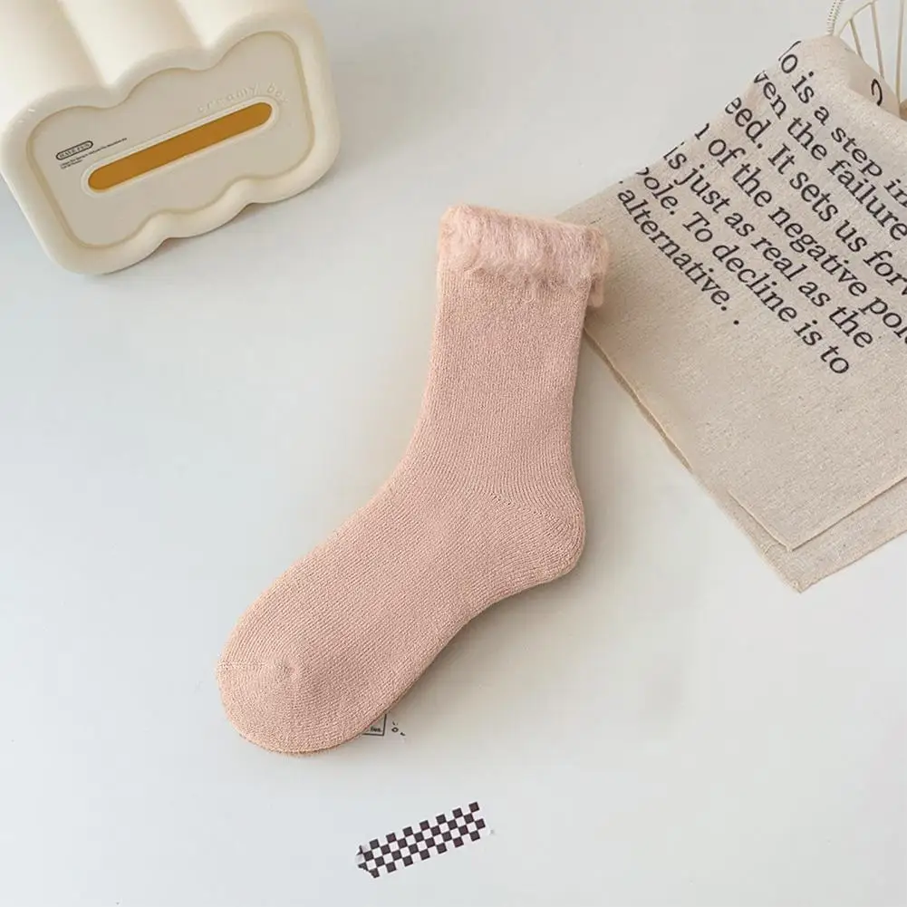 

Women Warm Socks Warm Floor Socks Thick Warm Mid-tube Socks with Anti-slip Ankle Protection Cozy Elastic Odor-free Winter